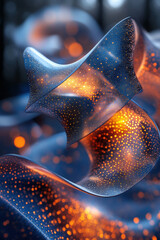 Poster - A stunning abstract image featuring illuminated, translucent curves with glowing dots, creating an ethereal and futuristic visual effect.