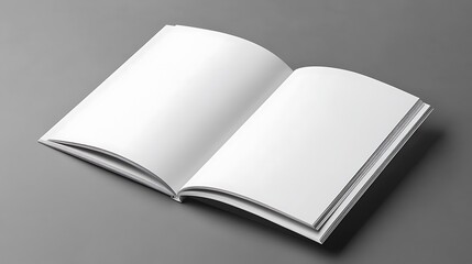 Open Blank Book on Gray Background