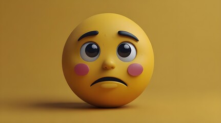 Sad face emoji on a yellow background.generative.ai 