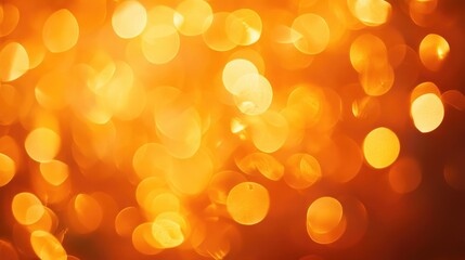 Poster - Warm and soft orange bokeh blur background, with a comforting and nostalgic atmosphere.