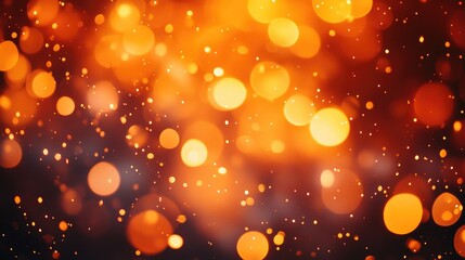 Poster - Warm and soft orange bokeh blur background, with a comforting and nostalgic atmosphere.