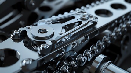 A detailed 3D render of a mechanic s timing chain tool kit