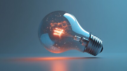 Poster - Light Bulb with Galaxy Inside   Inspiration and Creativity Concept