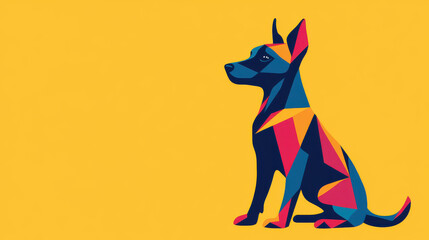 Sticker - A charming, colorful dog illustrated in a modern flat style, sitting happily in a delightful outline. A perfect pop of joy