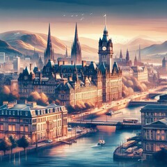 Wall Mural - Scotland city architecture landscape.