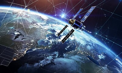 Wall Mural - Satellite Network Over Earth