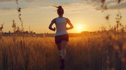 Canvas Print - Silhouette of a Runner Against a Sunset