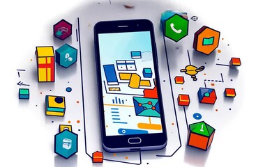 Modern Mobile Technology and Design Illustration