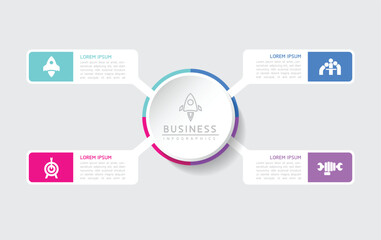 Wall Mural - vector infographic business presentation template connected with 4 options