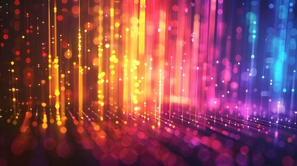 Poster - Futuristic technology background with glowing lines and bokeh effect - Generated AI