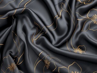 Luxurious black cloth with silk, satin, and velvet floral