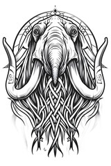 Wall Mural - Walrus head very simple traditional tattoo flash styles illustration