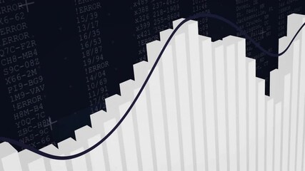 Poster - Bar graph and line chart animation over error codes and city names