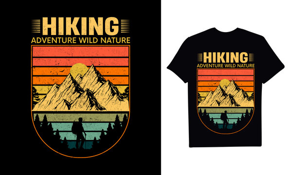 Hiking Retro T-shirt Design. Bundle, Bulk
