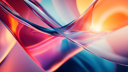 Poster - Vibrant abstract illustration depicting colorful transparent waves blending seamlessly in a dynamic composition