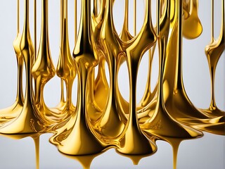 melted gold dripping isolated