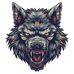 Werewolf head very simple traditional tattoo flash styles illustration