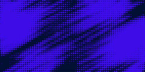 Poster - Halftone dots on blue background. Comic pop art style blank layout. Template design for comic book, presentation, sale or web banner. Vector illustration