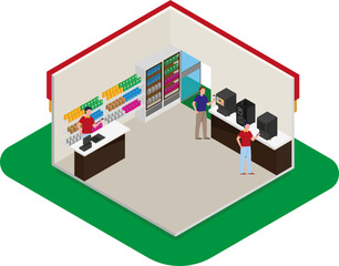 Store Interior Vector Illustration Isometric