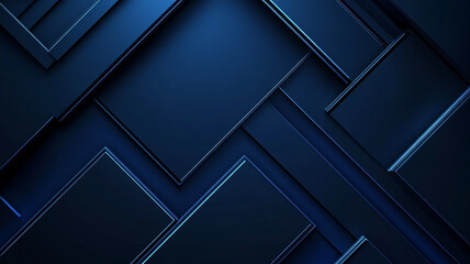 Poster - Abstract illustration featuring layered geometric shapes in dark blue tones with subtle light accents creating a modern design