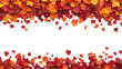 © dekreatif - A white transparent background with a border of autumn leaves. The leaves are in shades of red, orange, and yellow, and they are arranged in a random pattern.