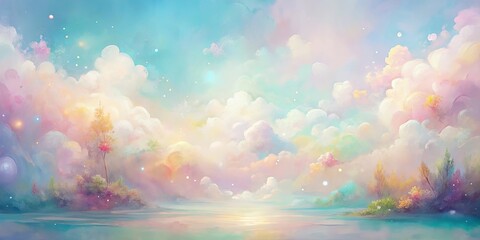 Wall Mural - A soft and dreamy abstract painting in pastel colors, exuding tranquility and whimsy