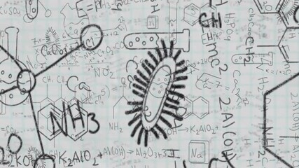 Poster - Animating scientific equations and chemical structures over hand-drawn sketches on grid paper