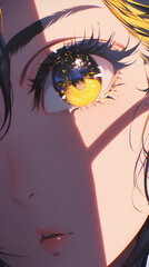 Poster - beautiful women's eyelash models. curly eyelashes, anime style