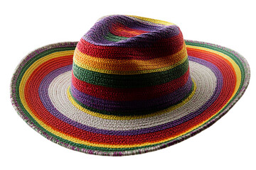 Wall Mural - A colorful, wide-brimmed straw hat with rainbow stripes.