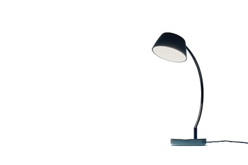 Wall Mural - a black desk lamp with a white lightbulb illuminating the white transparent background.