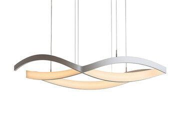 modern contemporary wave-shaped ceiling light fixture with a warm white glow.