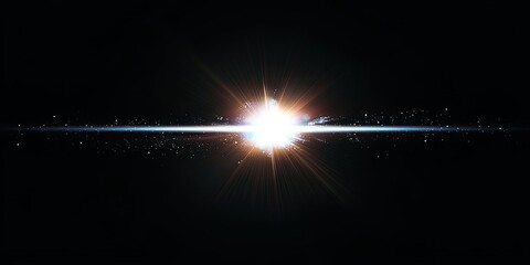 Cosmic Dawn: A radiant star explodes into existence, birthing light and energy across a vast, dark expanse. 