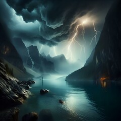 Wall Mural - storm nature thunderstorm lightning.