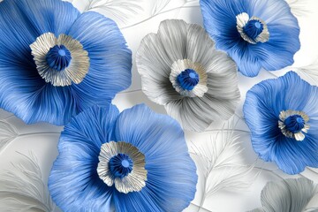 Blue and white flowers with silver accents