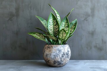 Wall Mural - A small potted plant sits on top of a table, surrounded by calm atmosphere