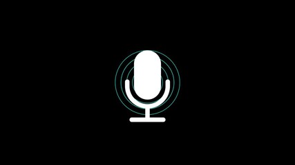 Poster - Microphone icon with audio symbol. Recording and sound device tech for studio and broadcast. Digital capture, media setup, and communication tool.