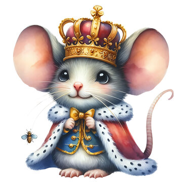 Mouse king from the nutcracker, watercolor clipart illustration with isolated background.