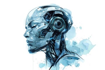 Poster - A robot wearing headphones, likely listening to music or podcasts