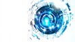 © Timaren - Futuristic digital security concept with blue lock surrounded by abstract technology and circuit design on a white background.