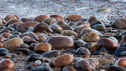 Wet stones on the beach