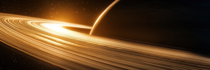 Wall Mural - Close-up view of Saturn's upper atmosphere highlighting its iconic rings against the backdrop of deep space, captured from low orbit