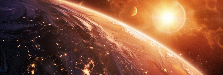 Wall Mural - an artistic representation of exoplanets in a distant solar system