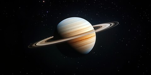 Wall Mural - stunning view of saturn in infrared spectrum highlighting its rings against the backdrop of deep bla