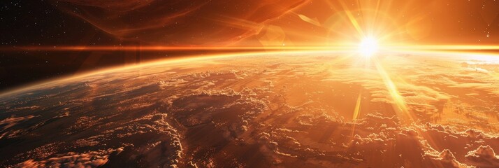 Wall Mural - close up of an exoplanet's atmosphere illuminated by its star captured by a space telescope in stunn