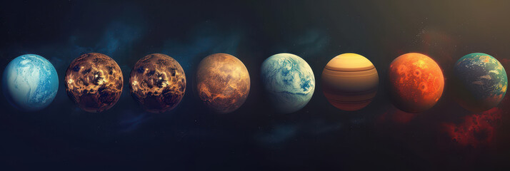 Wall Mural - A stunning array of diverse exoplanets set against the expansive backdrop of deep space