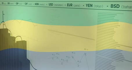Poster - financial data animation over currency exchange rates and market trends