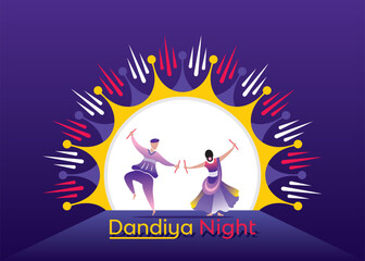 Wall Mural - Dandiya and Garba Night poster for Navratri Dussehra festival of India.