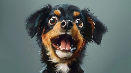 Wall Mural - A joyful dog with a wide-open mouth, expressing excitement and happiness.