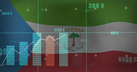 Poster - Financial data and stock market animation over Equatorial Guinea flag