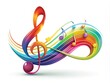 © Adisorn - A stylized, colorful music note icon with dynamic swirls and curves, isolated on a white background, conveying creativity, harmony, and musical inspiration.